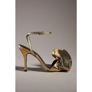 Larroud� 'Penelope' Gold Leather Heels Size 8.5